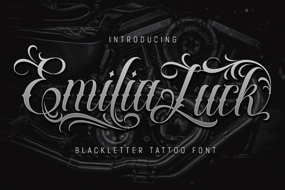 Preview specimen of Emilia Luck blackletter font