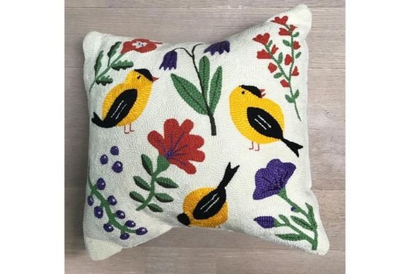 Goldfinch Punch Needle Pillow