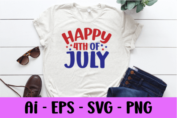 Preview of Happy 4th of July T-shirt Svg T-shirt, sticker, and sublimation design