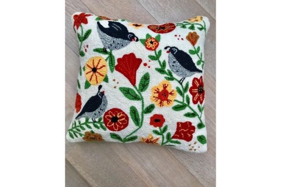 Quails Punch Needle Pillow