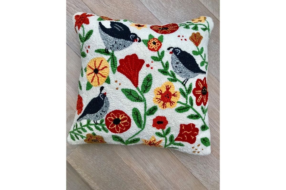 Quails Punch Needle Pillow