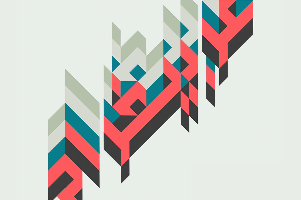 Arabigram preview, tangram-inspired Arabic display font