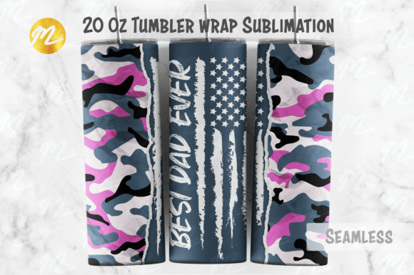 Best Dad Ever Pink Camouflage Tumbler Graphic by V Design · Creative ...