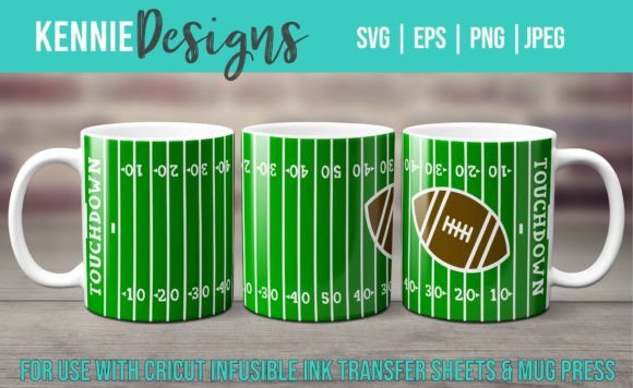 Football Field Mug Wrap Template Svg Graphics