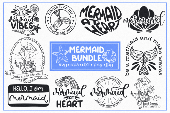Mermaid SVG Bundle. 12 Designs Graphic Crafts By Callmestasya