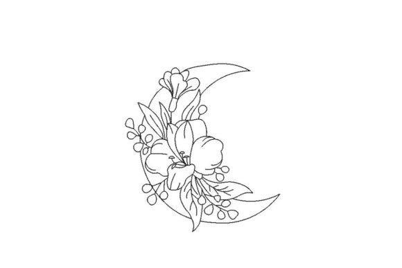 Moon with Flowers