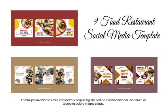 Preview of 9 Food Restaurant Social Media Template food social media design template