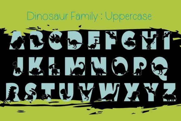 Dinosaur Family Font PNG with transparent background - Preview 1