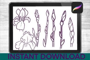 Irises Brushes Procreate Stamps Graphic by larisaetsy · Creative Fabrica