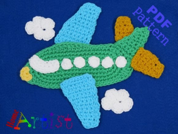 Airplane 2 Crochet Applique Pattern Graphic Crochet Patterns By Homeartist