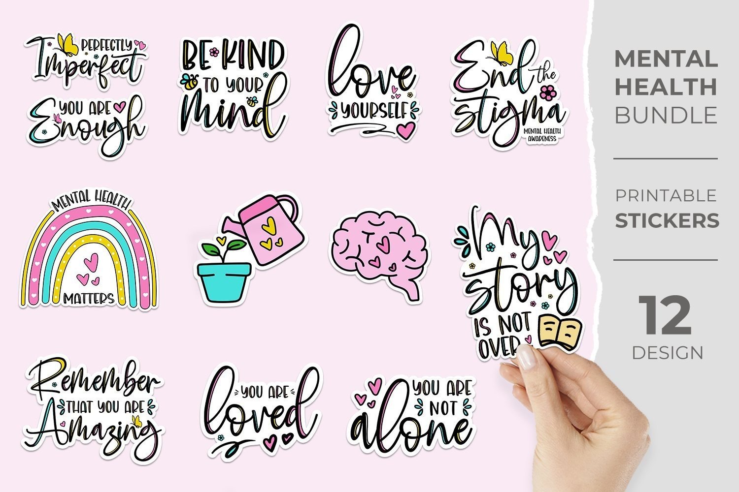 Mental Health Stickers Graphic by KMarinaDesign · Creative Fabrica