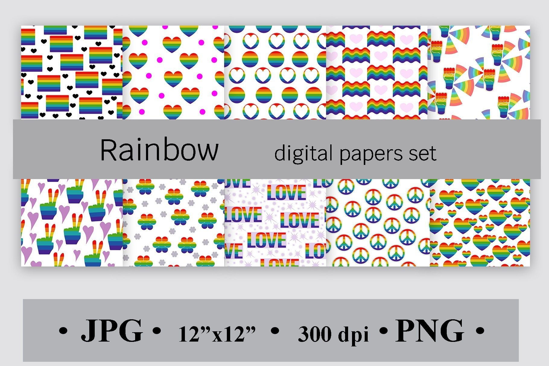 Rainbow Digital Papers Set Graphic by SunnyColoring · Creative Fabrica