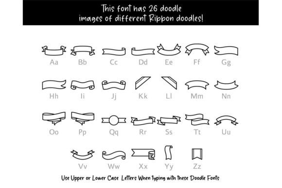 Ribbon Doodle Font PNG with transparent background - Preview 1