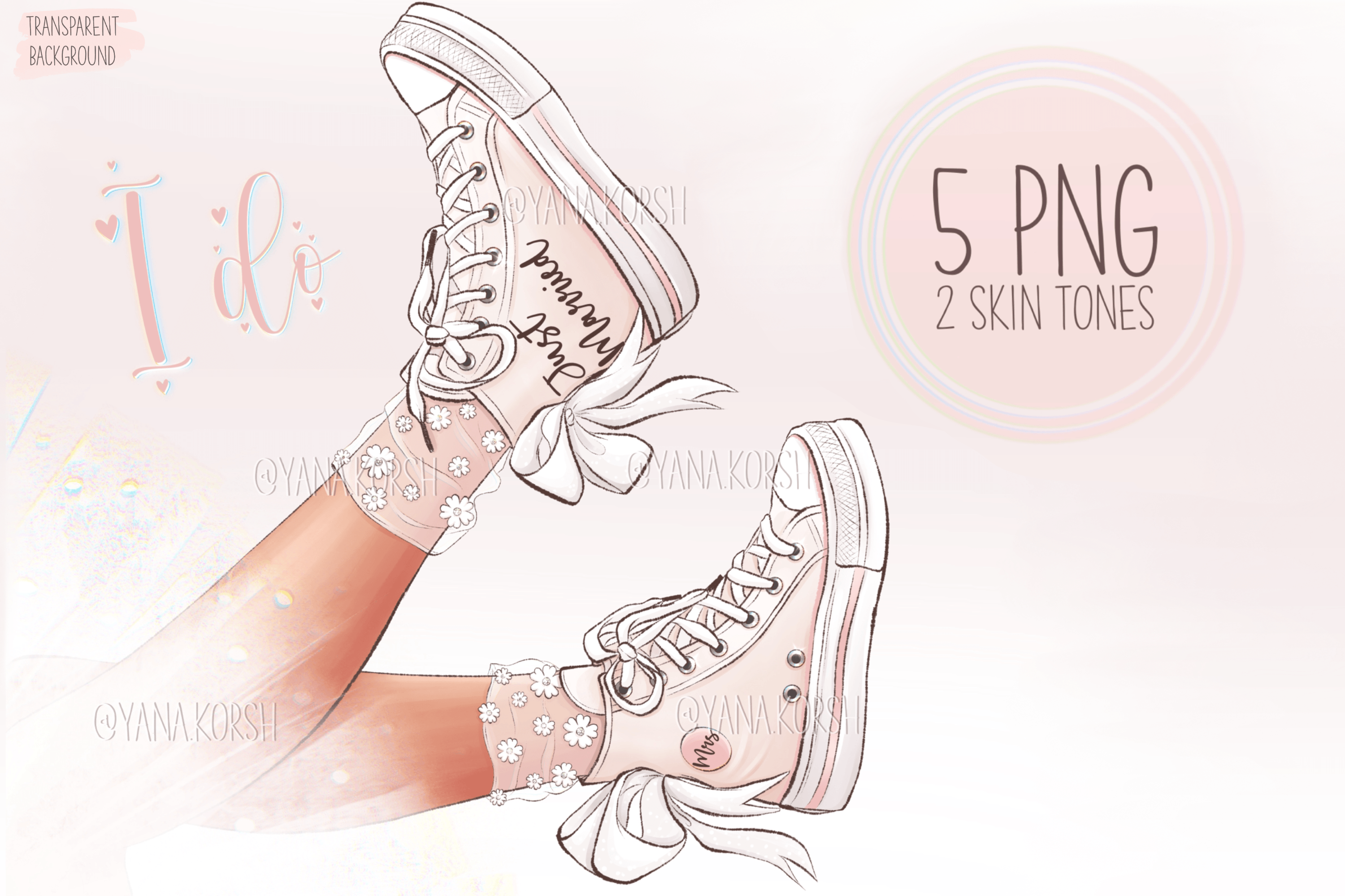 Bride's Sneakers, Wedding Clipart - photo 1