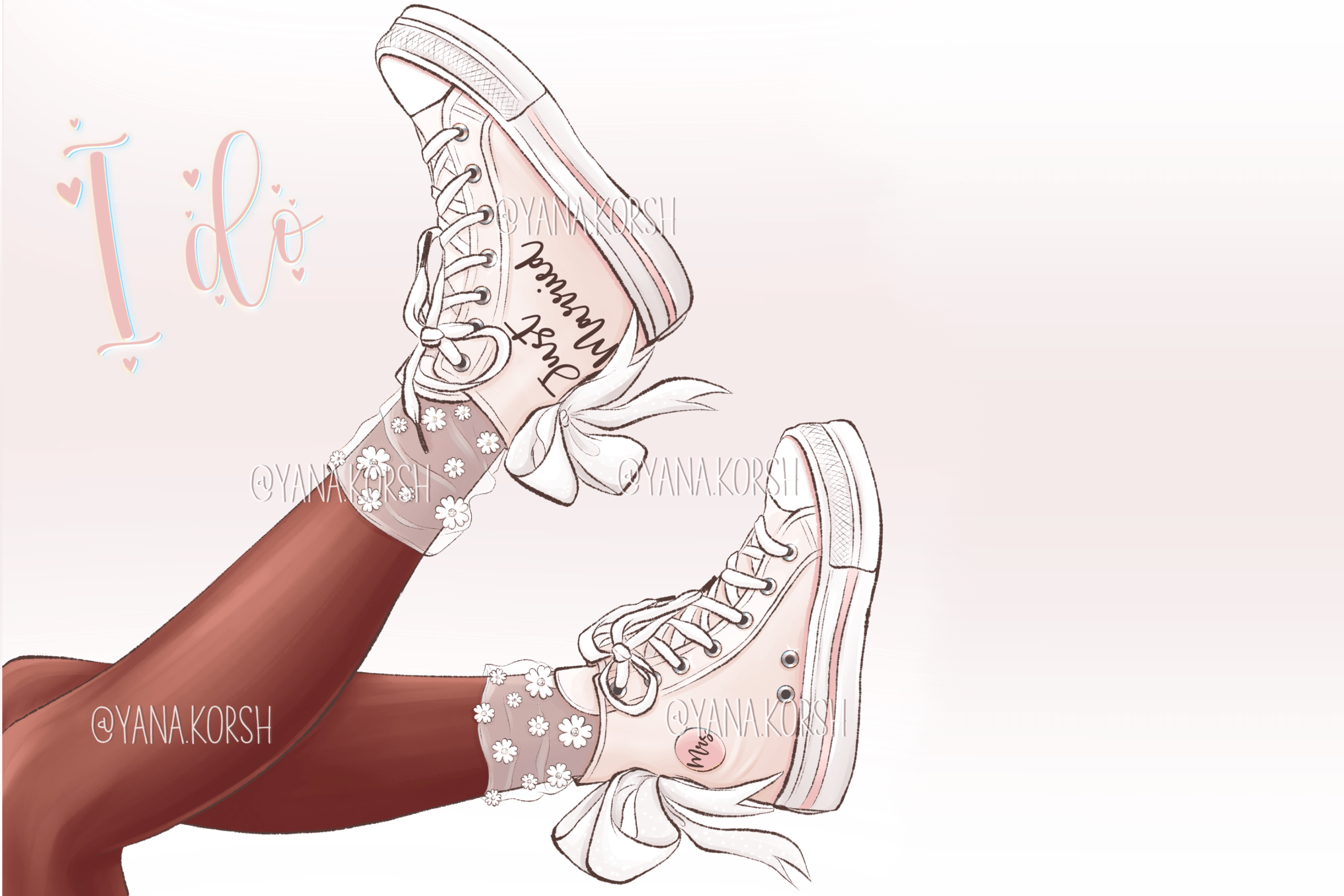 Bride's Sneakers, Wedding Clipart - photo 3