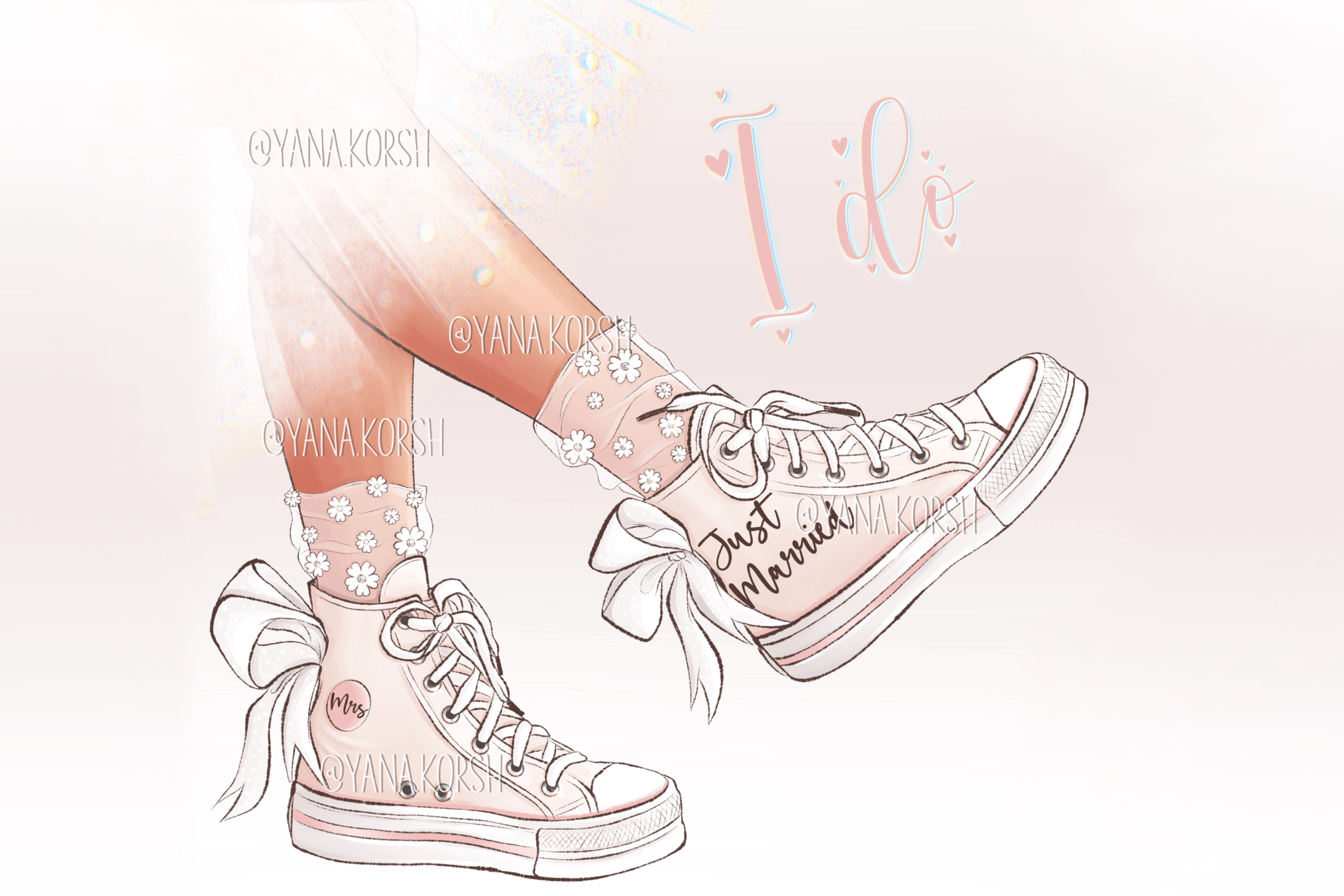 Bride's Sneakers, Wedding Clipart - photo 4