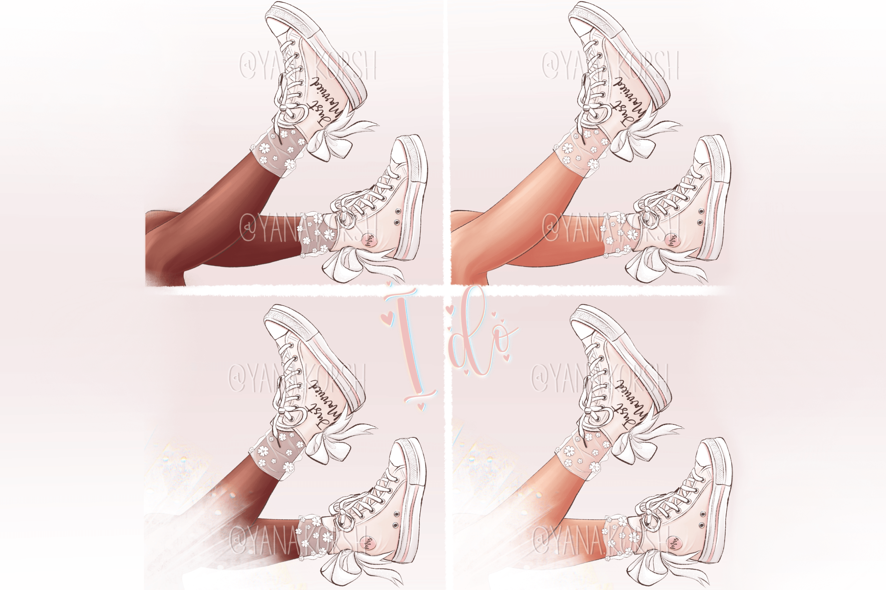 Bride's Sneakers, Wedding Clipart - photo 6