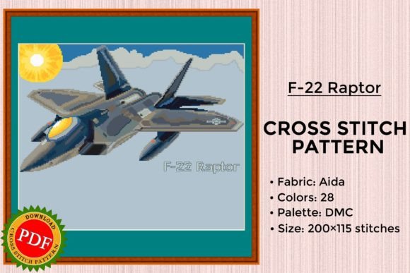 F-22 Raptor Cross Stitch Pattern