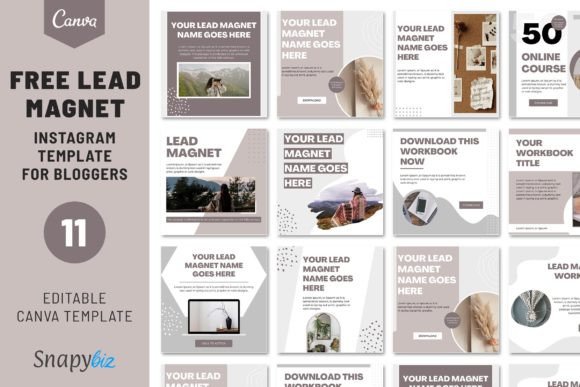 Square Canva lead magnet templates with editable social media layouts