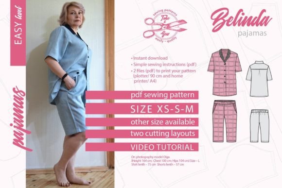 Pajamas Pattern Size XS S M Belinda PDF