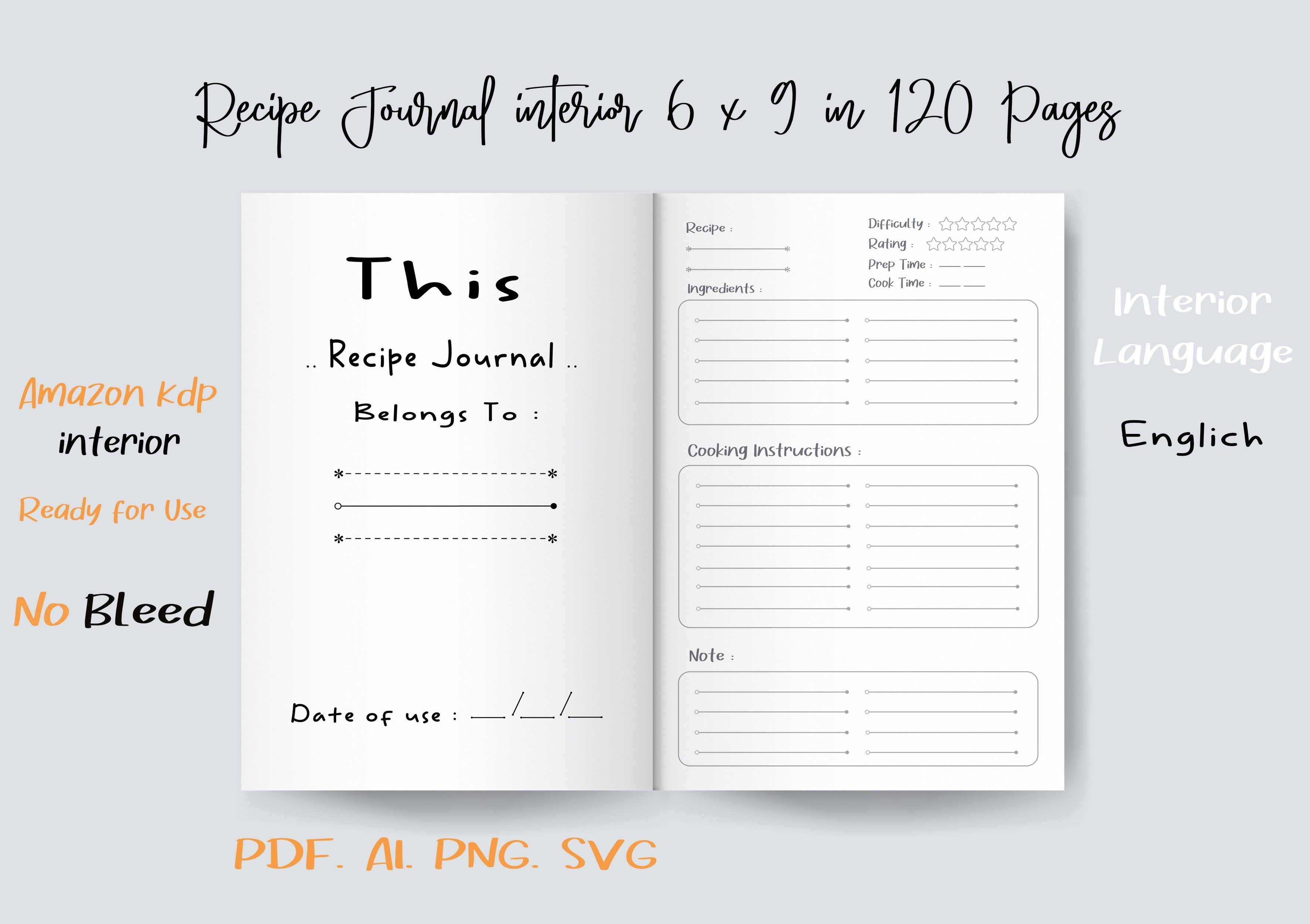 Recipe Journal | KDP Interior Graphic by MA-DA · Creative Fabrica