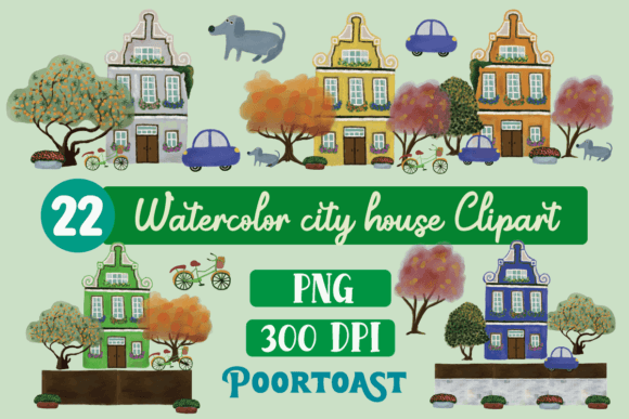 Watercolor Houses 20 Clipart Graphic by Poortoast · Creative Fabrica