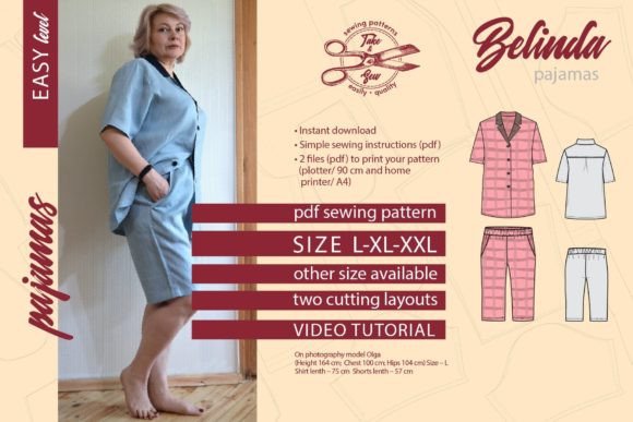 Women Pajamas Pattern Belinda PDF L-XXL