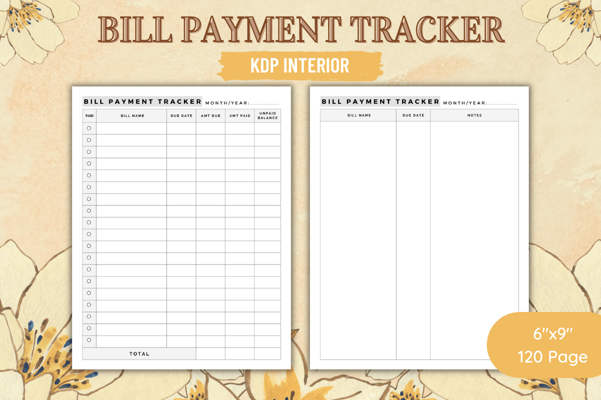 Bill Payment Tracker KDP Interior Graphic by Digital Creative ...
