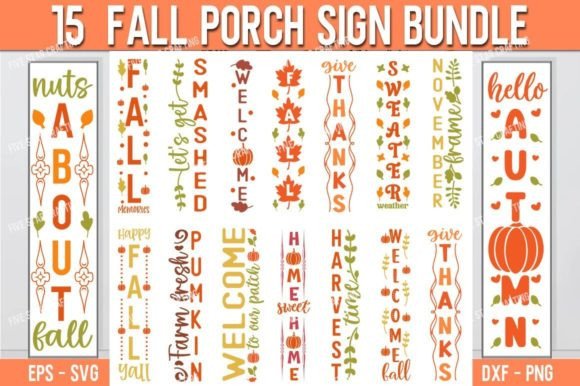 Fall Porch Sign SVG Bundle, Autumn Sign
