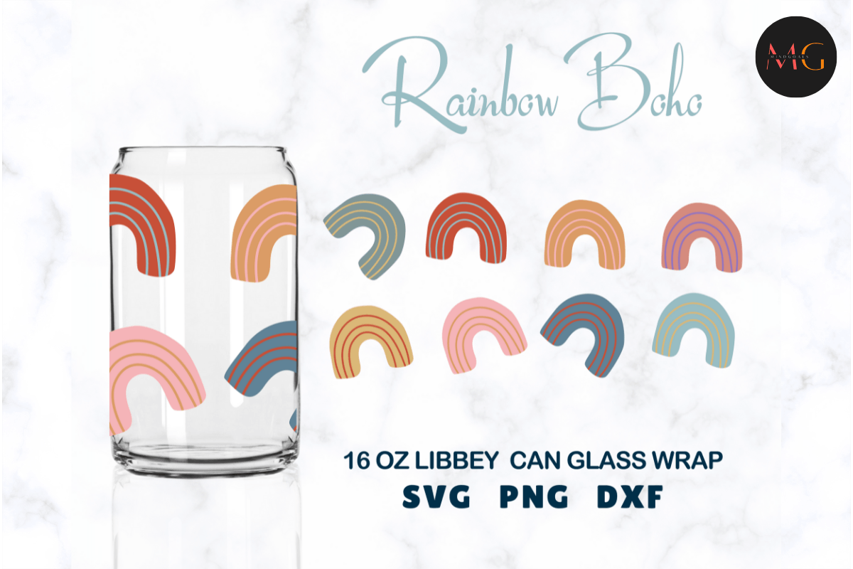 Rainbow Boho Libbey Can Glass Wrap Graphic by MINDGOALS27 · Creative ...