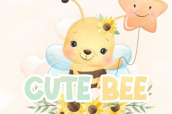 Retro Bee Font PNG with transparent background - Preview 1