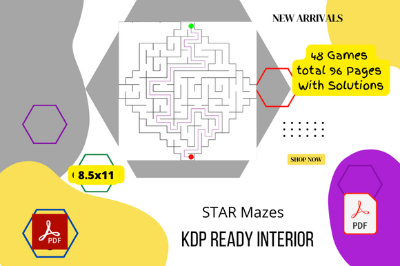 Star Easy Mazes Activity for Kids Graphic KDP Interiors By DeSign
