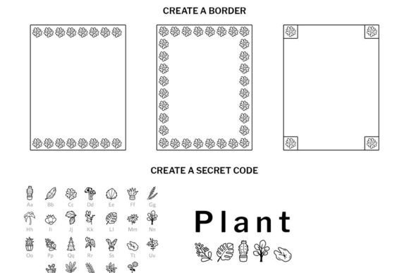 Plant Doodle Font PNG with transparent background - Preview 5