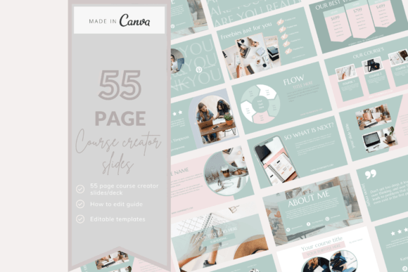 55-slide Canva webinar presentation and course deck template