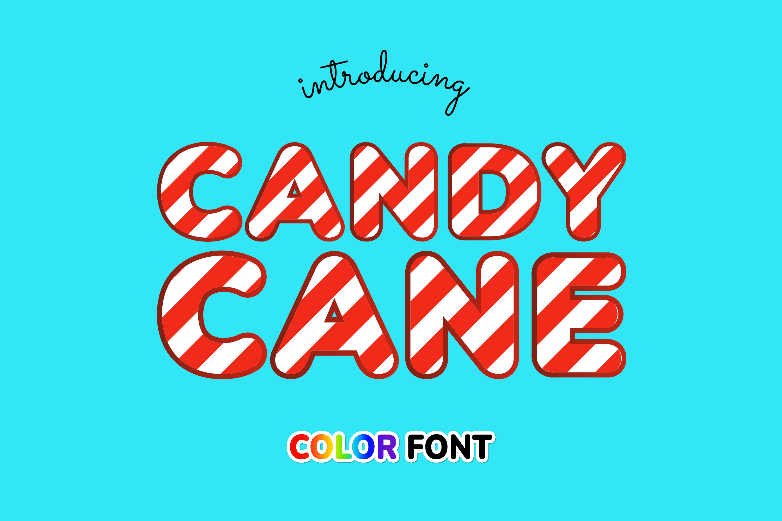 Candy Cane preview: color font with Christmas candy details