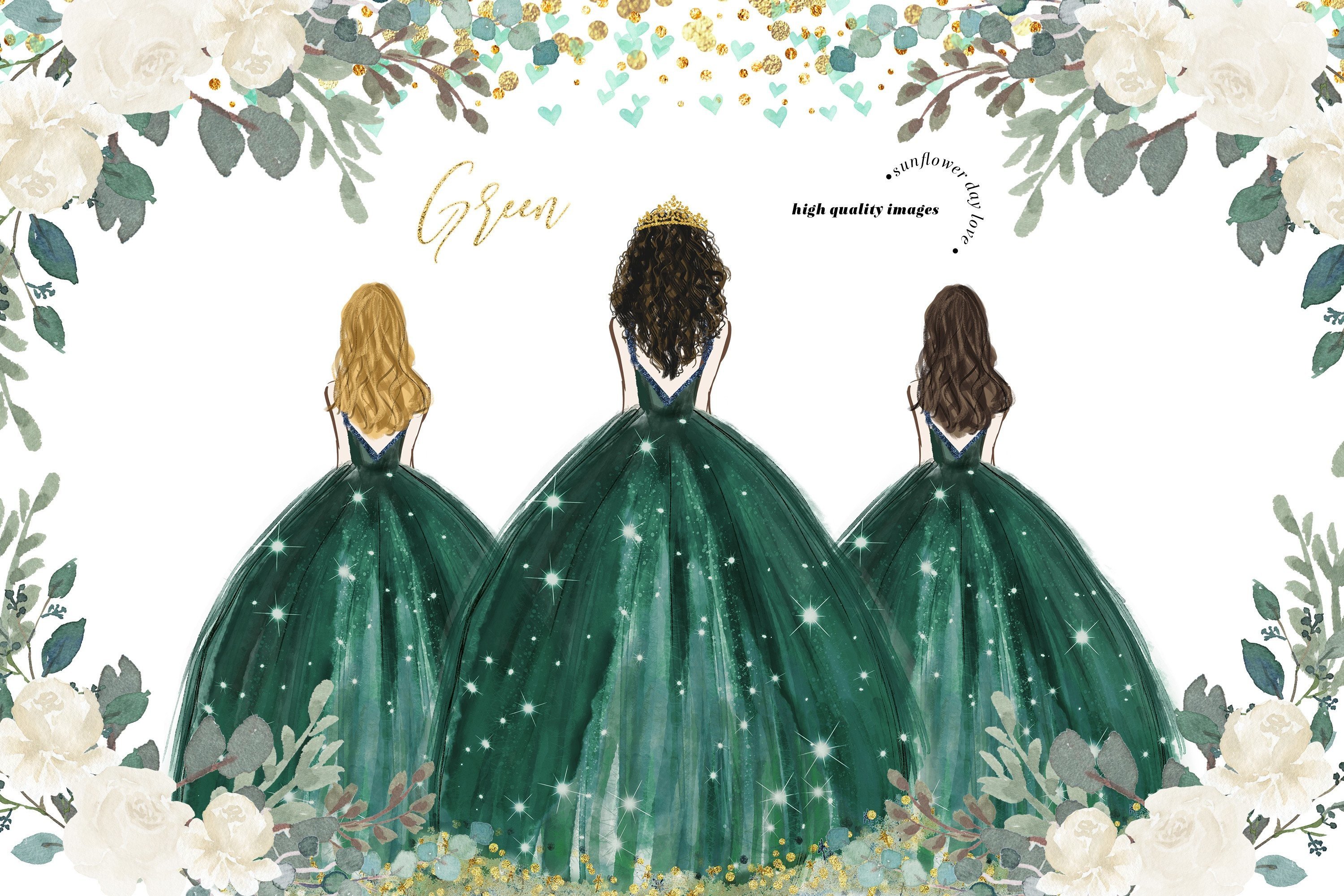 emerald green princess dress clipart Emerald Green Princess Dress Clipart Graphic by SunflowerLove · Creative  Fabrica