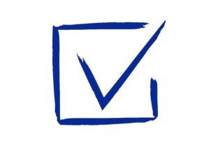 Handwritten check marks inside square fl