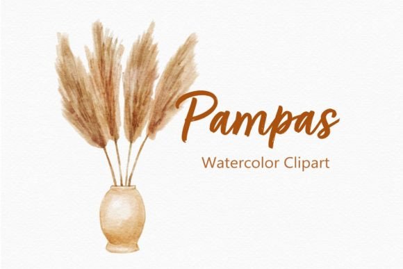 Pampas Grass Boho Dried Plant Clipart Graphic Illustrations By JoyDigitalDesign by Elena Platova