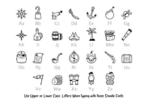 Pirate Doodle Font PNG with transparent background - Preview 1