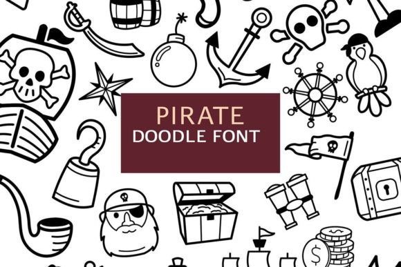 Pirate Doodle Dingbats Font By digitalplannerland