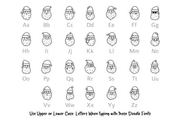 Santa Face Doodle Font PNG with transparent background - Preview 1