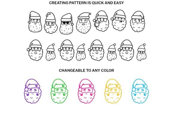Santa Face Doodle Font PNG with transparent background - Preview 2