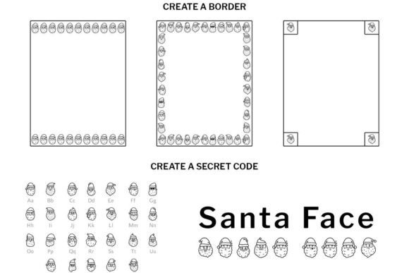 Santa Face Doodle Font PNG with transparent background - Preview 5