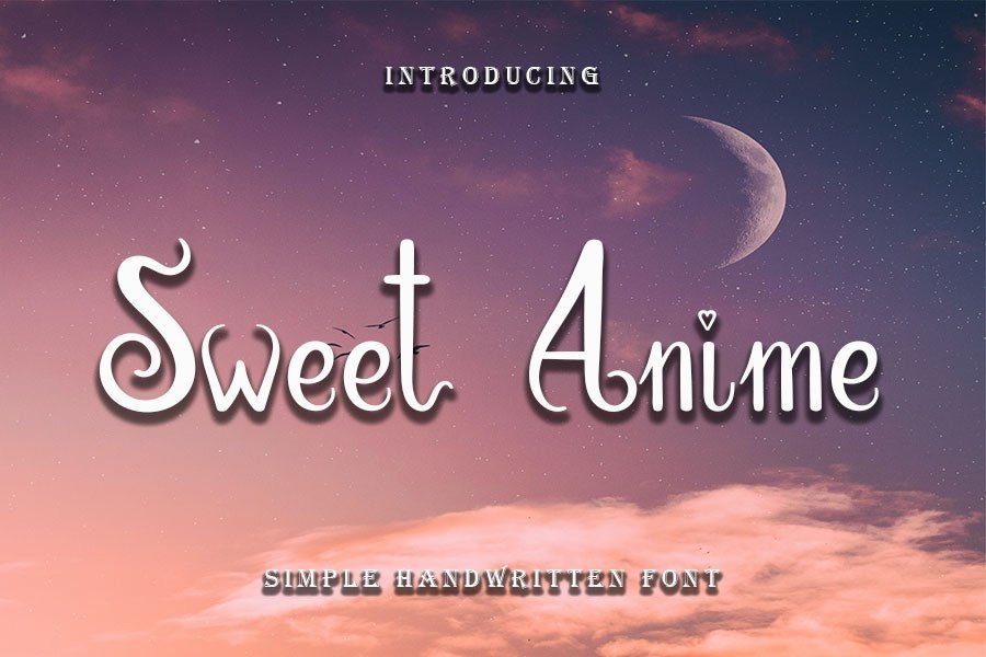 Sweet Anime preview: slim handwritten anime font