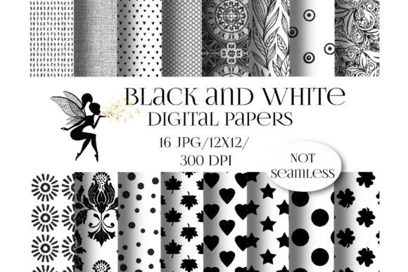 Black and White Patterns, Digital Papers
