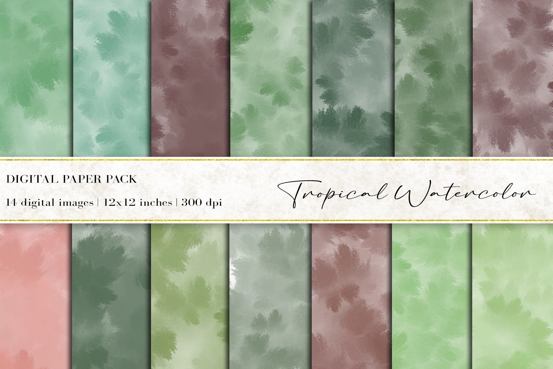 Tropical Watercolor Digital Papers Graphic by BonaDesigns · Creative ...