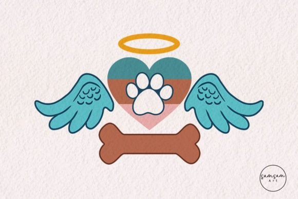 Angel Paw Heart Wings Sublimation angel paws SVG memorial keepsake design