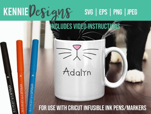 Cat Kitty Face Mug Infusible Ink Wrap Graphics