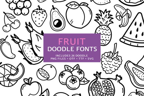 Fruit Doodle Dingbats Font By digitalplannerland