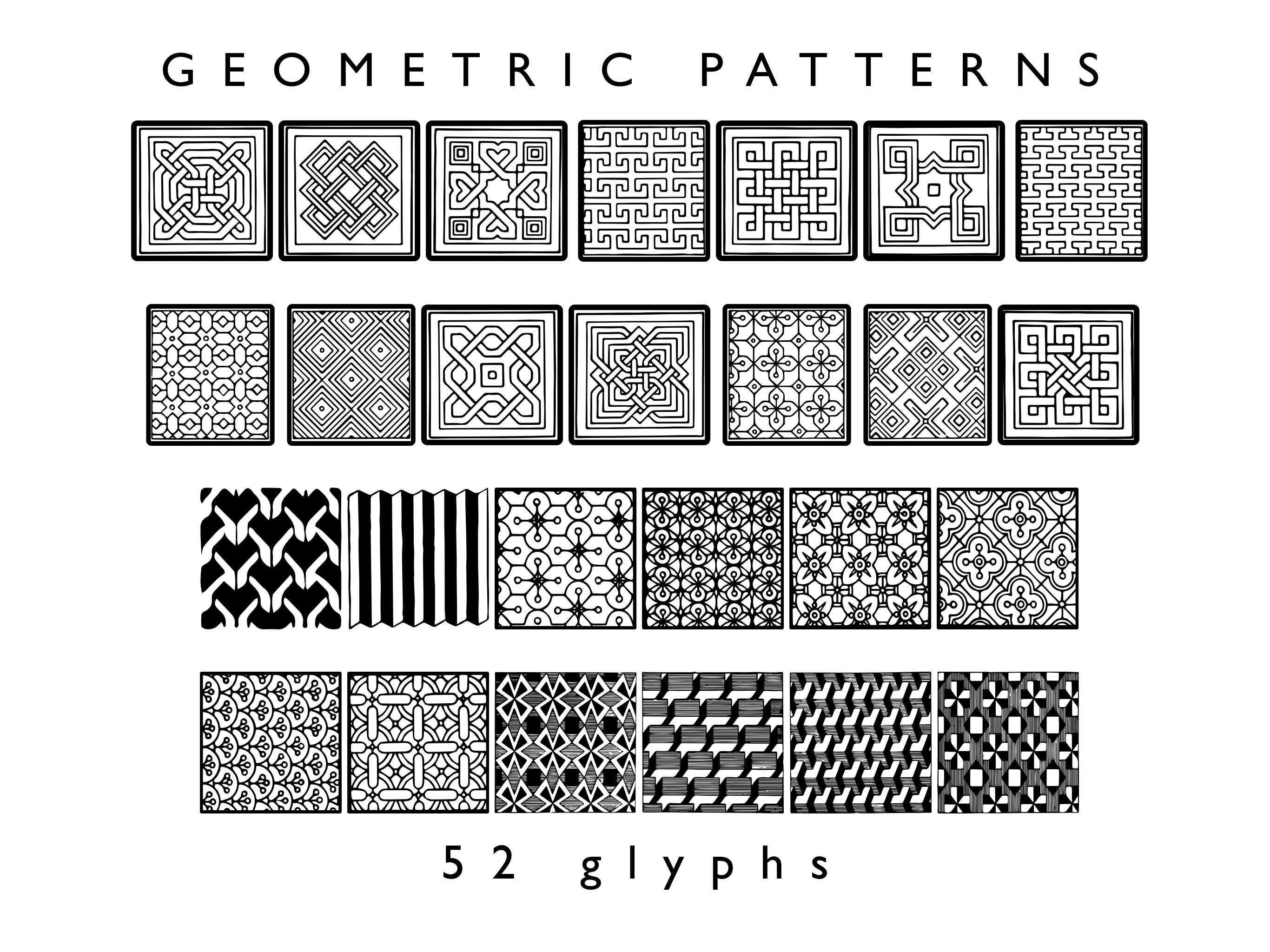 Geometric Patterns Font by The Tenacious Type Studio · Creative Fabrica font preview